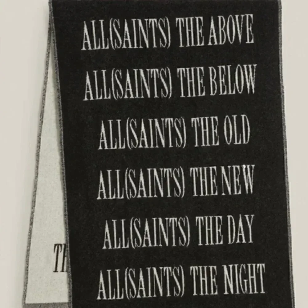 All Saints Varsity Wool Blend Woven Scarf Black